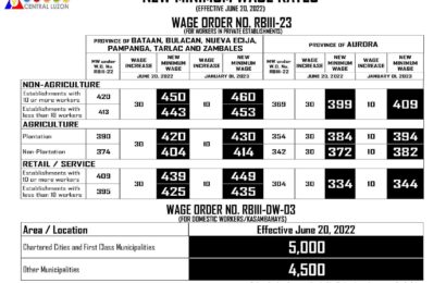 Wage hike in Central Luzon to take effect June 20