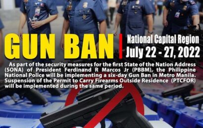 GUN BAN July 22-27, 2022 in NCR