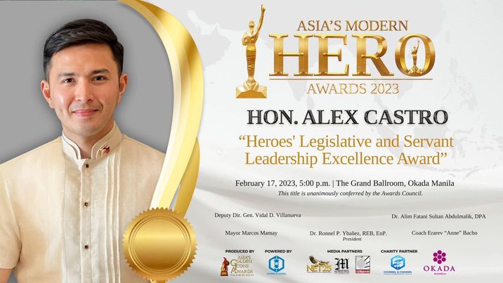 Vice Governor Alex Castro Asia's Modern Hero Awardee