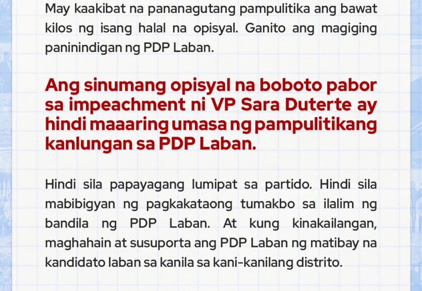 PDP Laban releases statement on VP’s Impeachment, position on political accountability