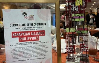 KARAPATAN on the recognition from Amnesty International Philippines