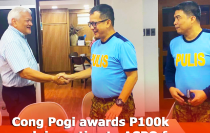 CONG POGI AWARDS P100K INCENTIVE TO ACPO FOR SWIFT ARREST OF 5 ROBBERS